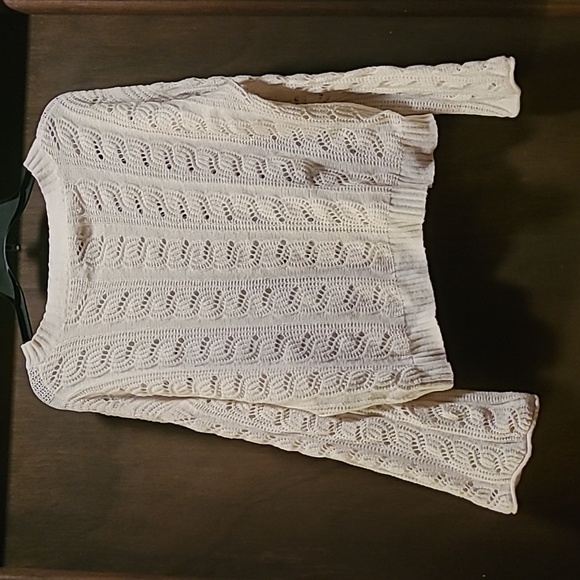 🟡🟡 American Eagle Women’s White Crop Top Sweater (size S) - Picture 4 of 7